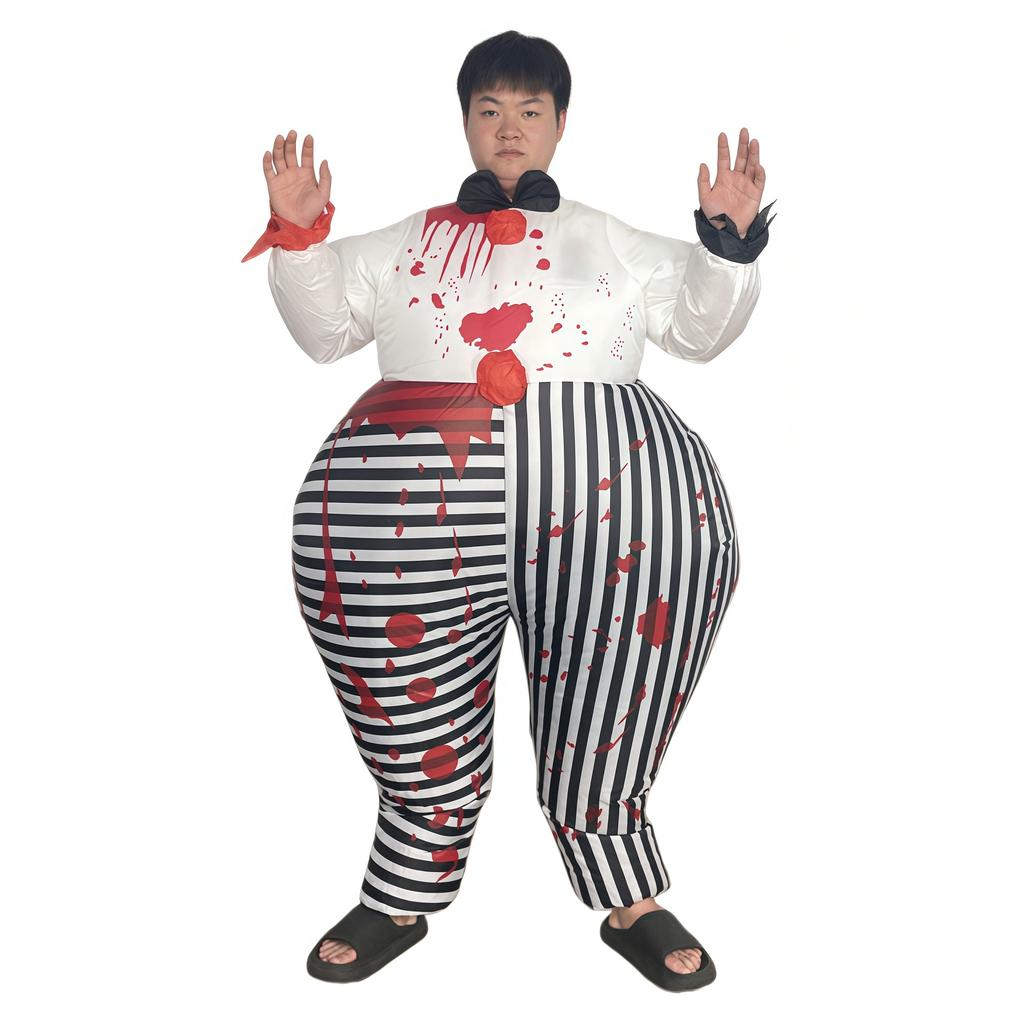 Halloween Evil Clown Inflatable Costume Cartoon Human Puppet Costume Clown Show Party Trick Props