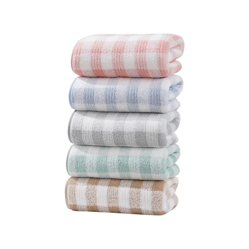 Japanisches minimalistisches Karomuster Handtuch Saugfähig Dick Weich Badetuch Baumwolle Waschen Badetücher Zwei in Eins Eltern-Kind-Set Handtuch