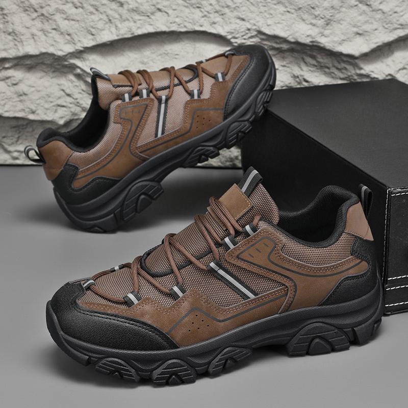 New All-season Men Low Top Casual Sneakers, Thick Sole Anti-Slip Wear-Resistant Breathable Mesh Hiking & Mountaineering Shoes
