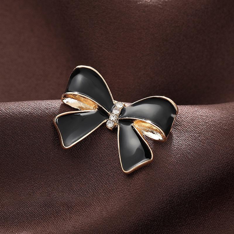 Broche Pequeno Fragrante Brilhante Laço Nó Contas Preto Broche Laço de Luto