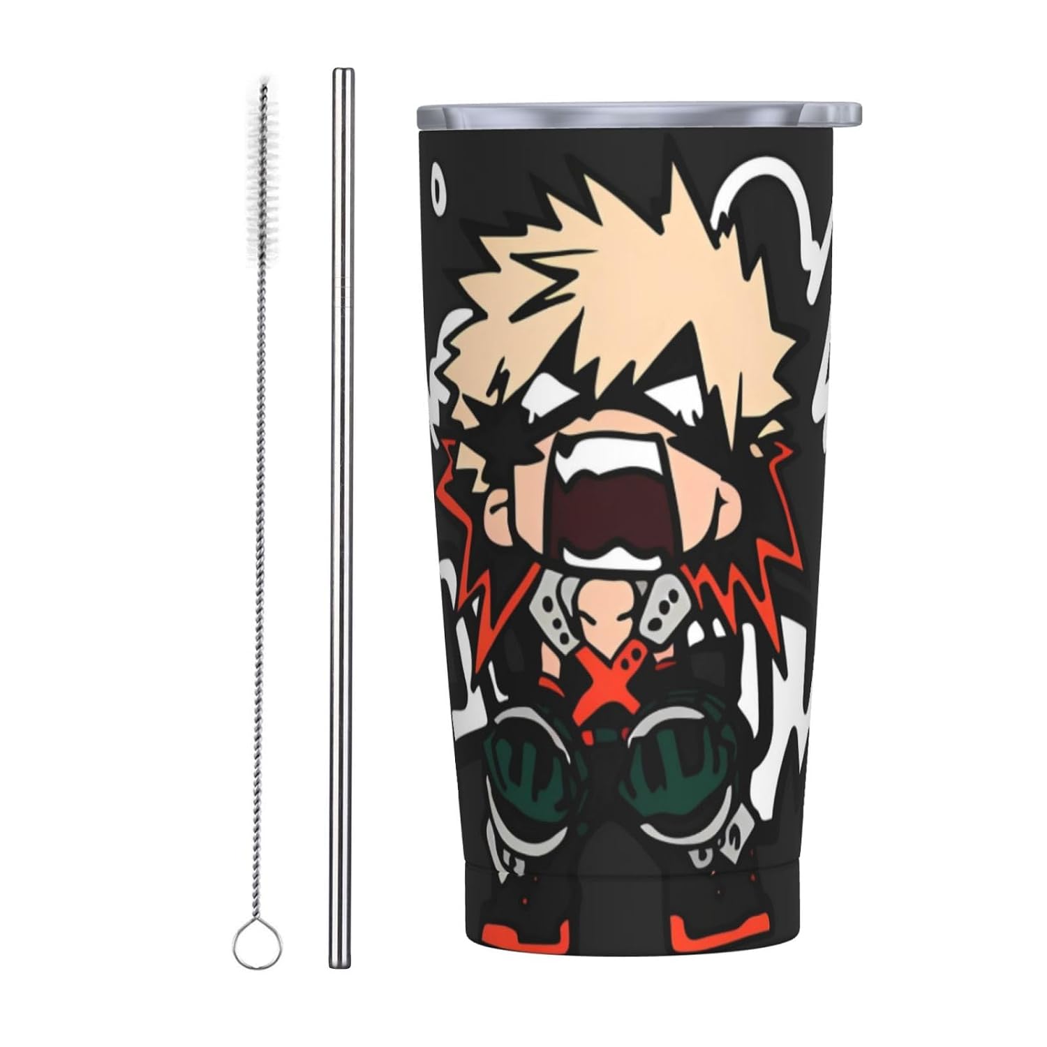 My Hero Academia Bakugo Katsuki Sports Water Bottle Vacuum Insulated Lid Double-Wall Travel Mug Cup 590ml Unisex Car Outdoor Tumbler
