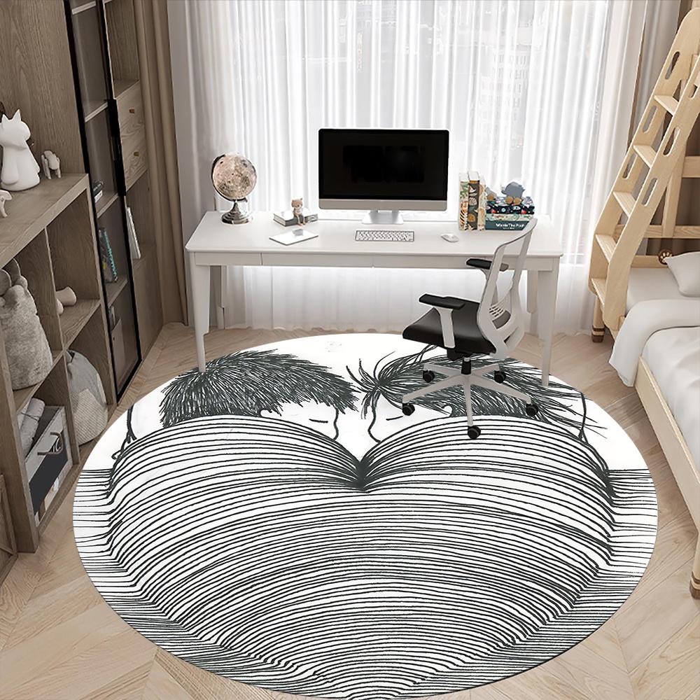 1pc Love Heart Office Round Area Rug, Indoor Mat Suitable ForOffice, Under Office Chairs Bedroom Living Room Home Decor, Room Decot014