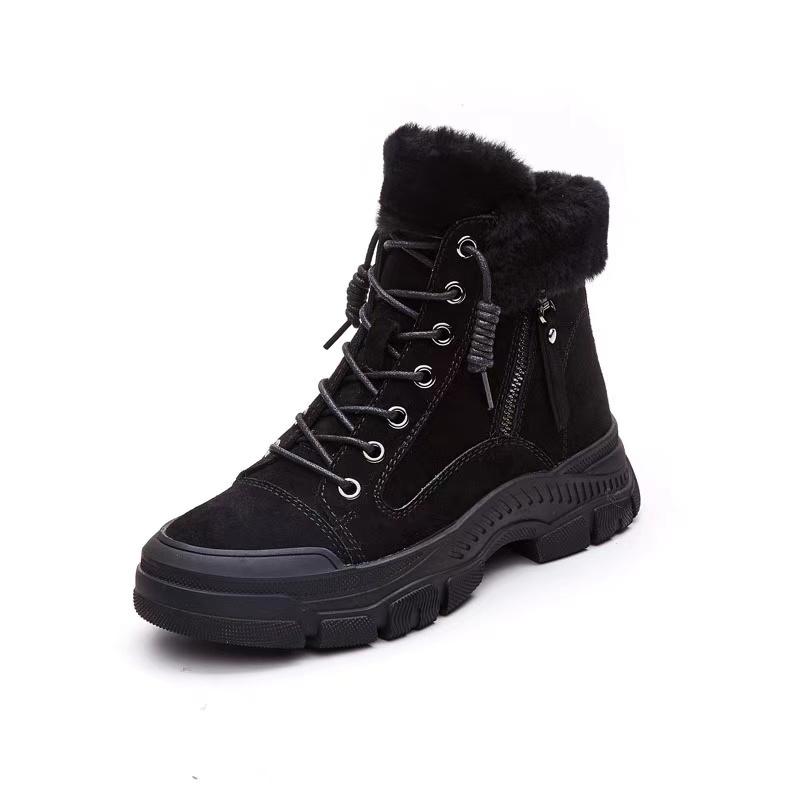 Fashion 2024 Winter Shoes Women Snow Boots Thick Sole Warm Plush Cold Winter Shoes Genuine Leather Suede Women Ankle Boots
