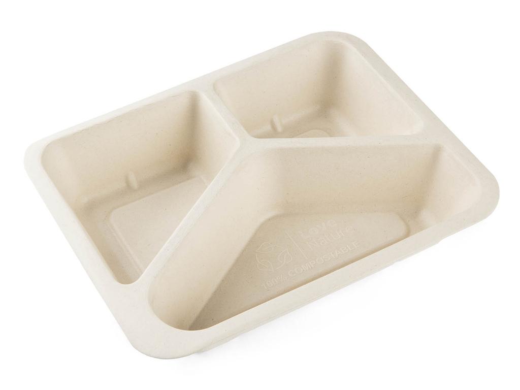 Pojemnik Do Zgrzewu Z Trzciny Cukrowej, Trójdzielny, 22,8 X 17,9 X 5 Cm 50 Szt.
