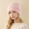 Womens Angora Wool Knit Beanie Hat With Bow Detail Winter Warm Cap High Crown Foldable