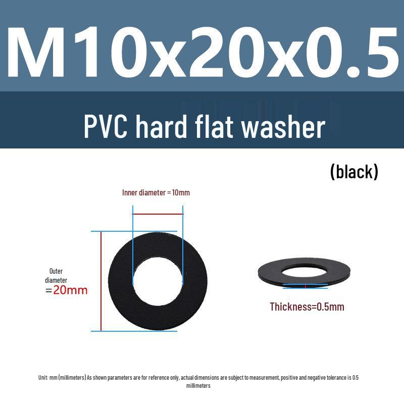 Yigu Black Nylon PVC Sealing Washer M4/M5: Thick, Insulating Plastic for Screws