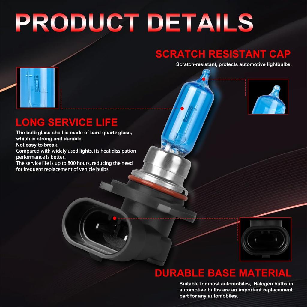 Fit For Toyota Camry 2007-2018 Halogen Headlight Bulbs,9005/HB3 High Beam + H11 Low Beam Halogen Headlight Bulbs Headlamp Replcement Bulb Kit,Plug