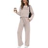 2025 New Women's Autumn/Winter Set: Long Sleeve Round Neck Top & Elastic Waist Wide Leg Trousers