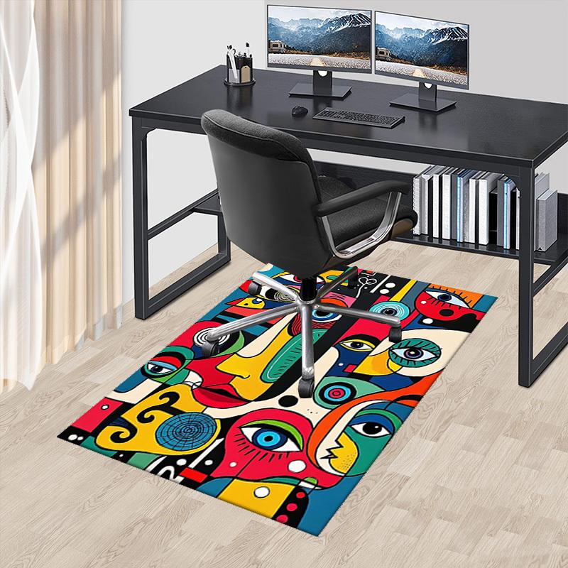 

1pc Abstract Faces Chair Mat: Colorful Abstract Art Office Rug with Multiple Eyes Design - Festive Gift for Home and Office Decor, Suitable for All Se 60cm by 90cm