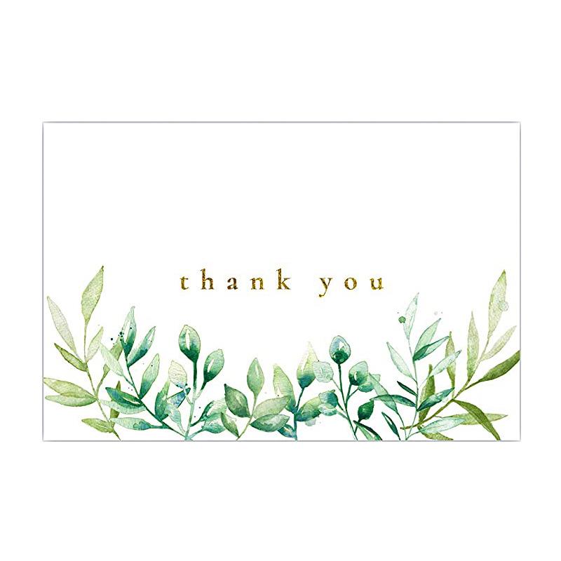 Green Plant 4x6 Inch Thank You Greeting Card for Gift Packaging & Bouquet Decoration