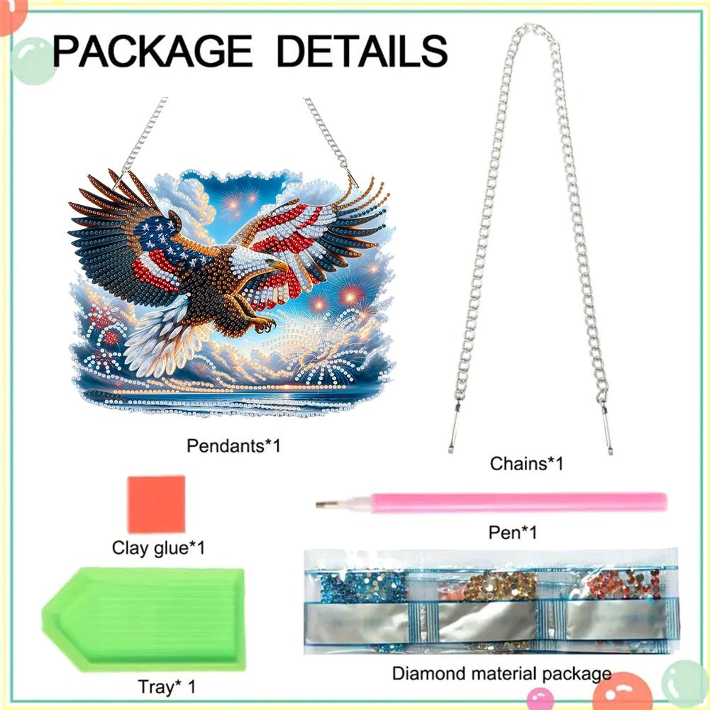 US Flag Eagle 2D Flat DIY Special Shape Rhinestone Diamond Art Window Pendants Hanging Diamond Art Kits Wall Door Decoration