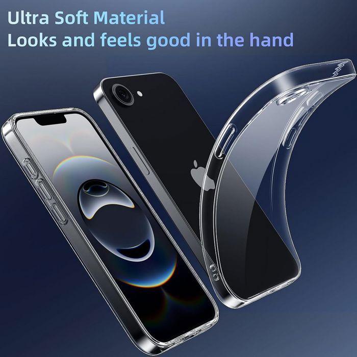 Coque Silicone - BOOLING - pour iPhone 17e - Transparent Souple Anti-Rayures - 2 Verres Trempés