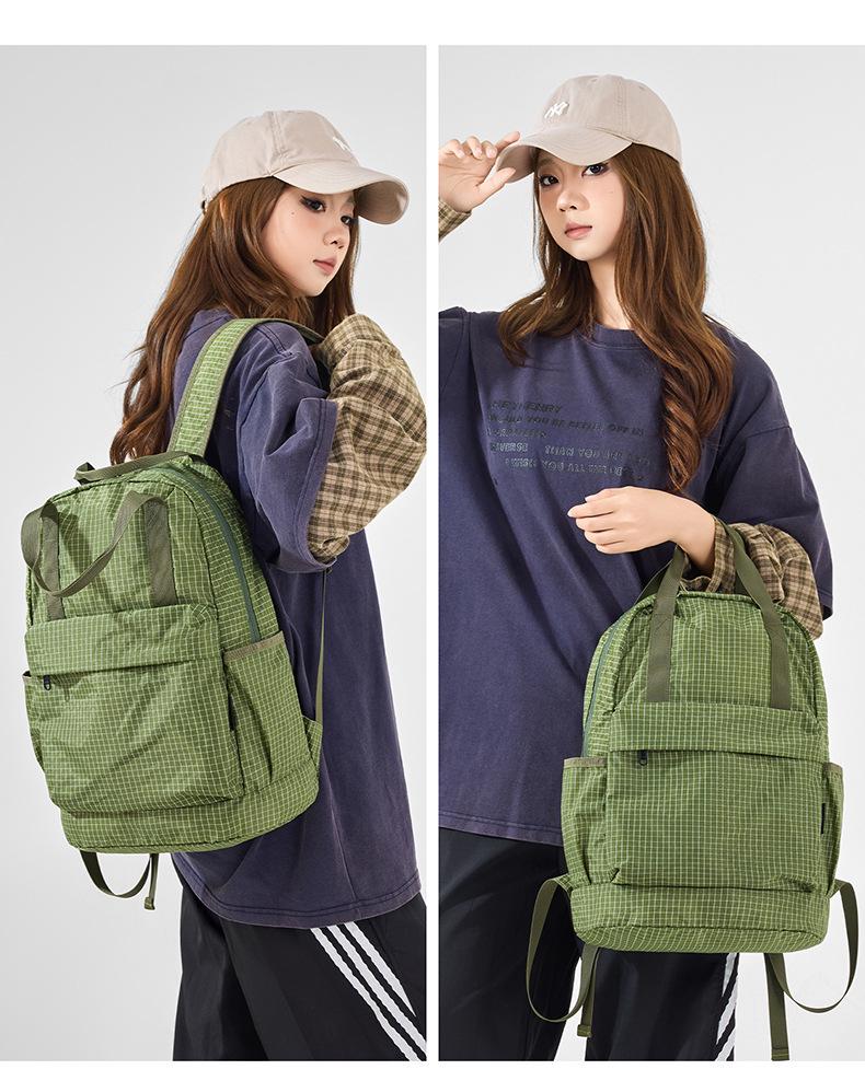 Cross-Border Plaid Large Capacity Foldable Hiking Backpack - Solid Casual Style