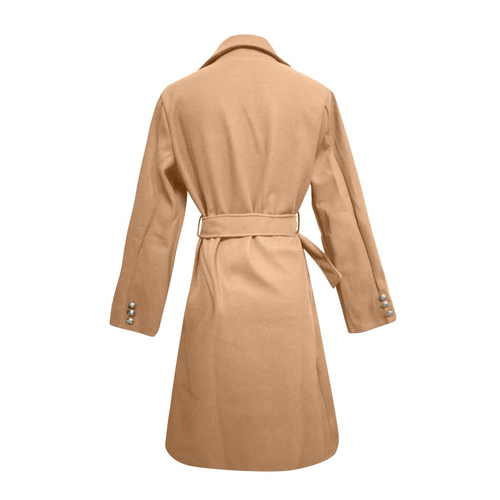 Dame Mote Casual Ullkåpe Ensfarget Lang Kåpe