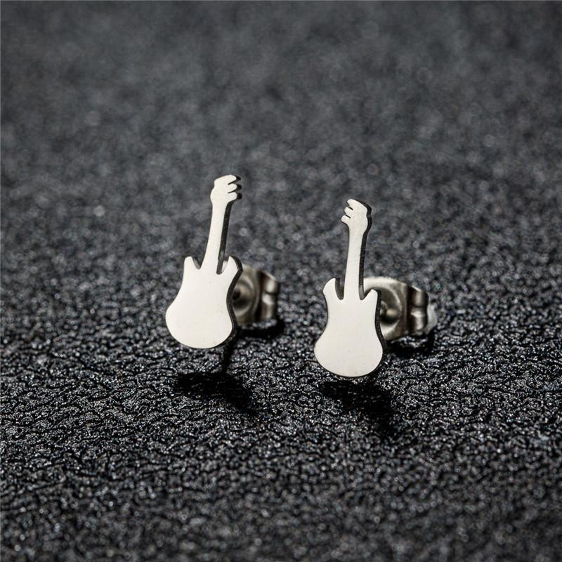 Vintage Musical Instruments Stainless Steel Guitars Earrings for Men And Women Music Party Philharmonic Jewelry Accessories