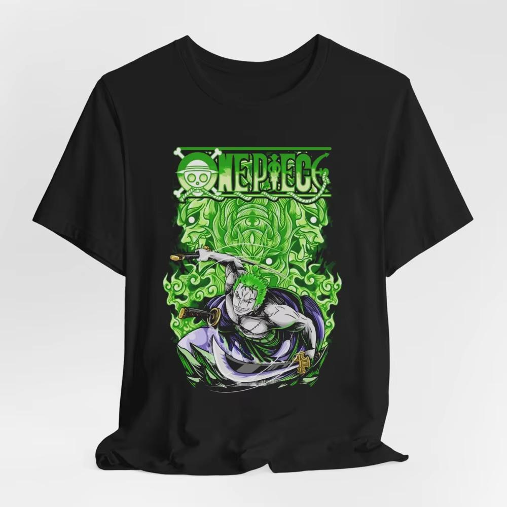 2026 Summer One Piece Roronoa Zoro Print Cotton Tshirt Vintage Casual Sport Harajuku Top For Anime Fans Adults  Kids Y2k