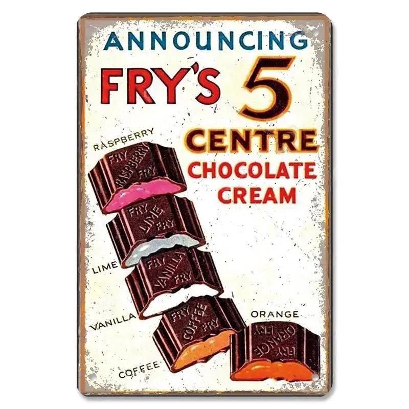 Vintage Candy Chocolate Metal Plates Cream Milk Chocolate Poster Metal Plaque Tin Sign For Kitchen Cafe Dining Room Wall Deco