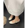 Inner height increase of 5cm with Mary Jane Korean version retro versatile shallow mouth single shoes women's evening shoes