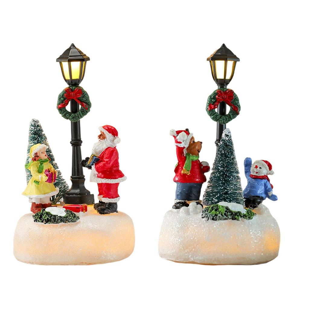 Christmas Village Scene Street Lamps Figurine,Table Centerpiece,Collectible,Christmas Decorations Xmas Ornaments Decorative