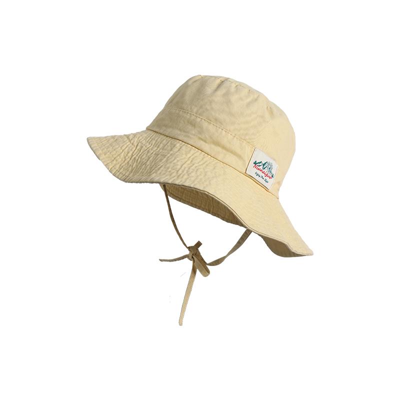 Japanese Fashion Sticker Label Design Bucket Hat Women'S Spring Summer Outdoor Big Brim Sunshade Lace-Up Sun Cap Gorras