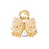 Metal Pearl Small Hair Claw Clip Luxury Bow Shaped Side Claw Hairpin with Rhinestones Small Size Hair Accessory for Bangs Styling