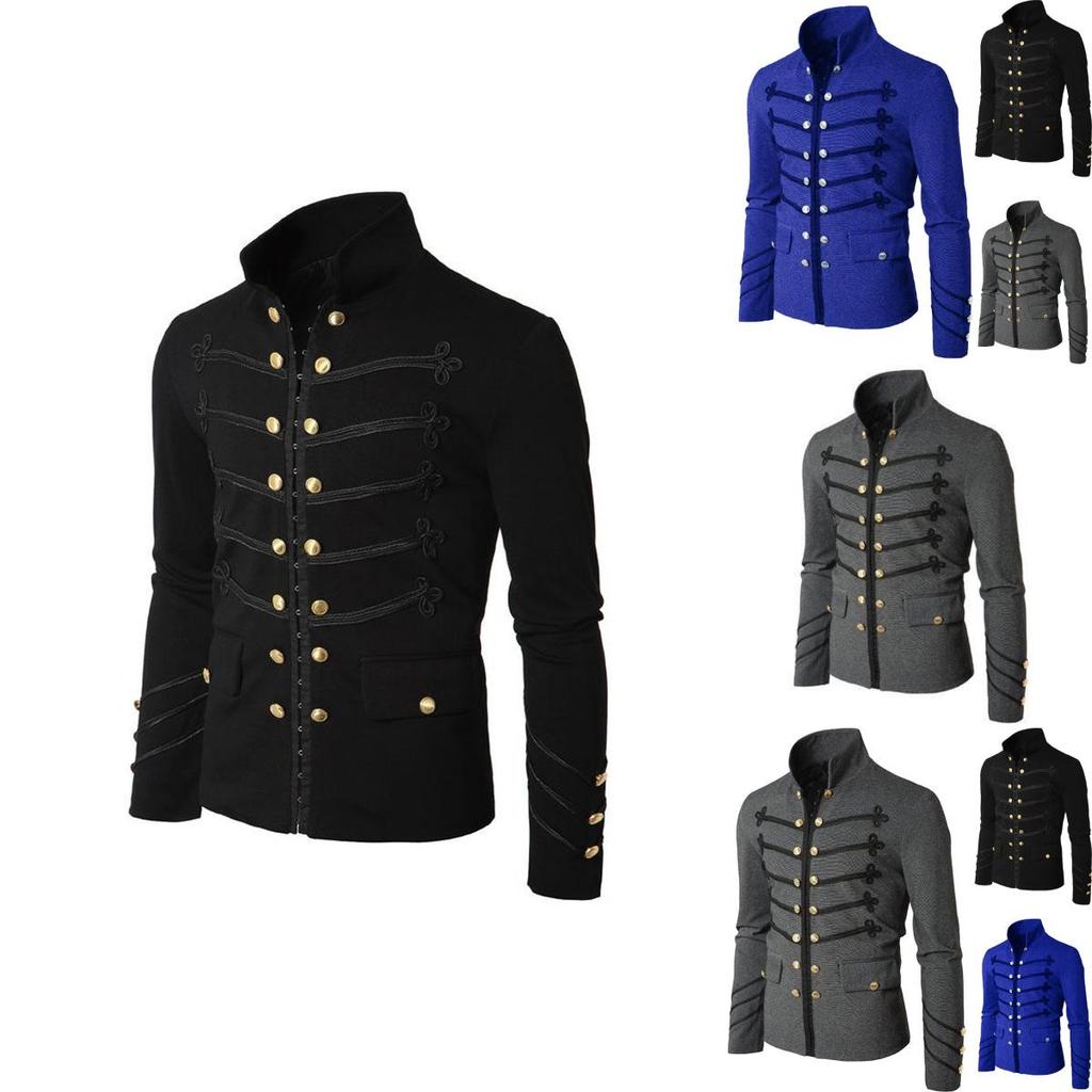 Elegante Herren Mittelalter Cosplay Jacke zweireihig im stilvollen Gothic-Design