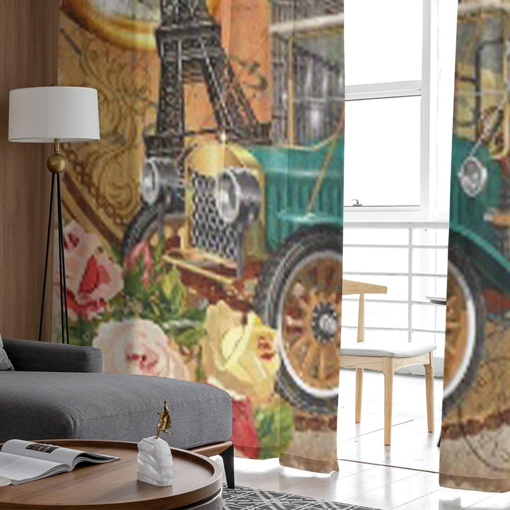 Travel Around The World Vintage Poster Sheer Curtains for Living Room Tulle Window Curtain Bedroom Kitchen Veil Drapes