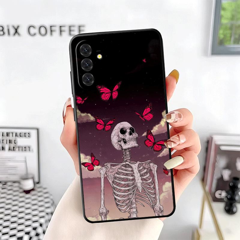 Floral Skull Flower Skeleton Soft Phone Case for Samsung A17 A37 A57 A16 A26 A36 A56 A15 A25 A35 A55 A14 A24 A34 A54 A13 A23 A33