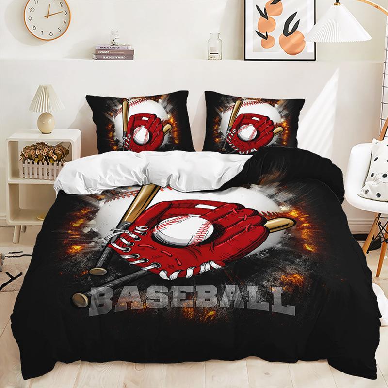 Baseball Duvet Cover Set Ball Comforter Cover Sports Theme Bedding Set Kids Boys Teen Polyester Quilt Cover Twin Queen King Size