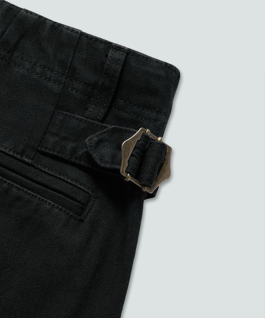 Pilpeu One-Tuck Herringbone Washed High Waist Pants (Black)