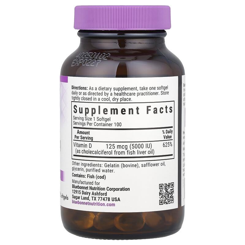 Vitamin D3, 125 mcg (5,000 IU), 100 Softgels