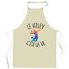 Kitchen Apron - Planetee - "C'est La Vie" Volleyball Pattern - Durable Cotton - French Printing