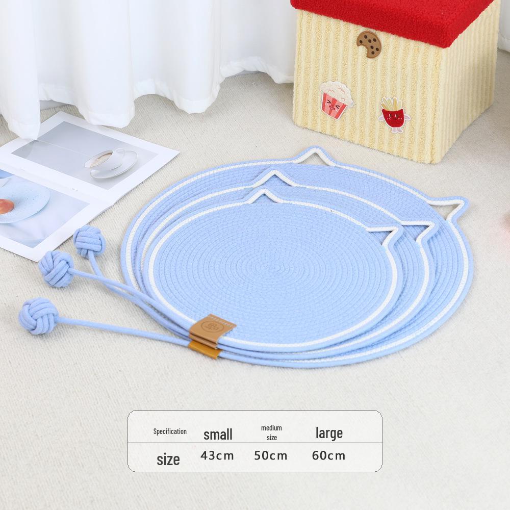 

Cotton Rope Cat Scratch Pad & Ball: Washable, Durable, No Shedding, with Integrated Sleeping Mat. Perfect for Claw Grinding and Self-Entertainment. 43cm Diameter