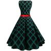 Summer Fashion Hot Sale Retro Striped Print Dress Round Neck Sleeveless Belt Puff Dress