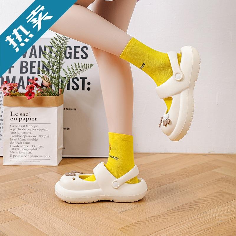 Internet celebrity explosion EVA non-slip women's slippers, wet water can wear versatile thick-soled bag head Roman beach hole shoes