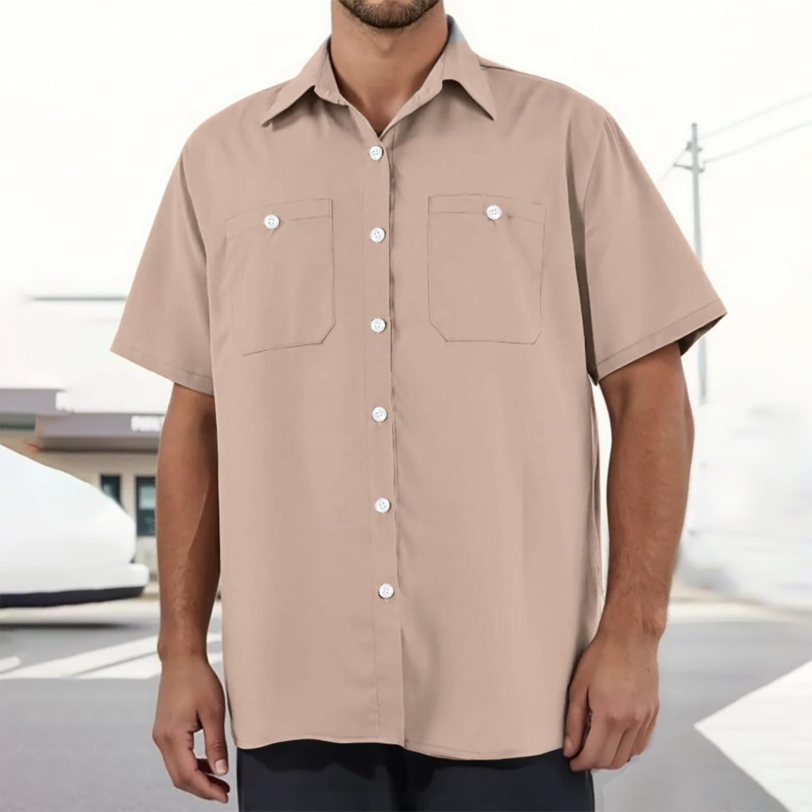 

Men s Loose Casual Multi-pocket Workwear Shirt XL