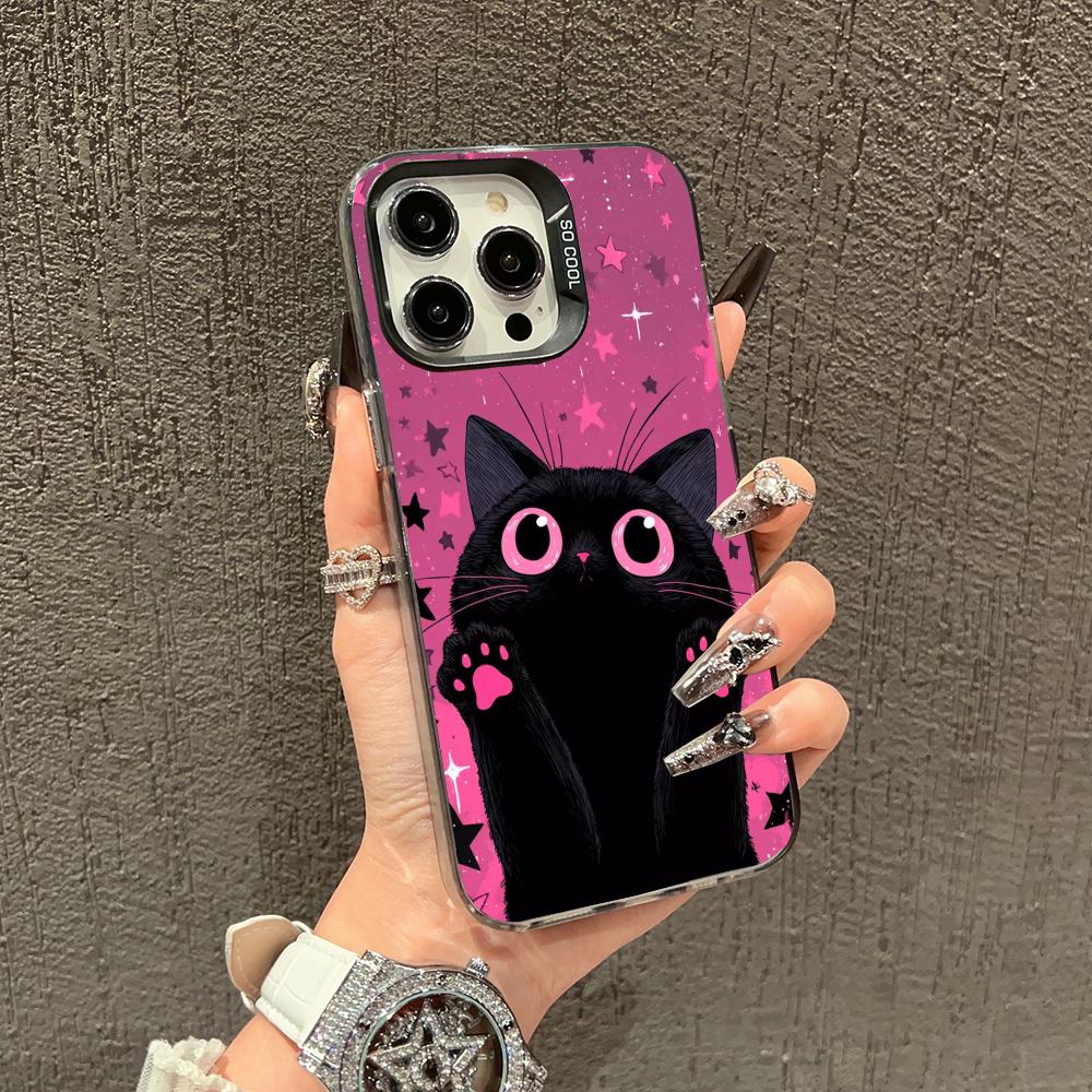 Black Cat Pattern Phone Case Case for iPhone17 16 15 14 13 12 11 Pro/ Max/Plus Shock-proof Rear Cover Anti-fingerprint