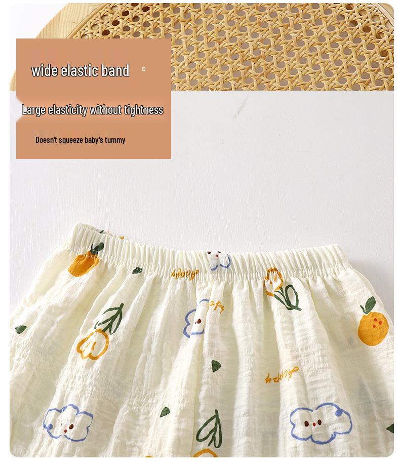 Summer Floral Lace Cotton Pajama Set for Girls: Nine-Sleeve Korean Style Air Conditioning Homewear