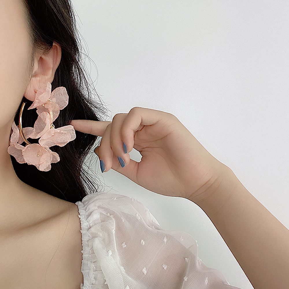 

For Girls Eleagnt Beach Drop Dangle Earrings Mesh Flower Korean Stud Earrings Women Hoop Earrings