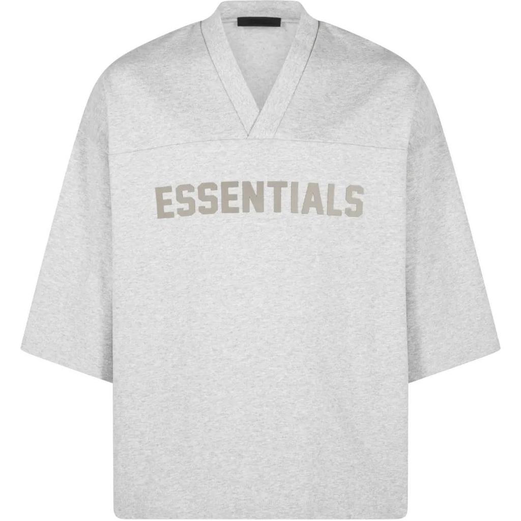 Fear of God Camiseta de Futebol Jersey Pesado Essentials Cinza Mescla Claro Tops Masculinos 125SP244106F