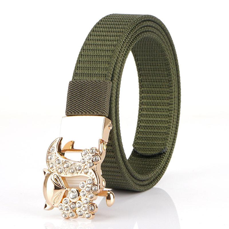 New Women'S Commuting Belt With Automatic Buckle Nylon Waistband, Outdoor Leisure Versatile Double-Layer Thick Belt