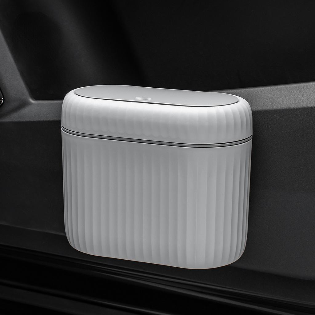 Auto Mülleimer PP Tür-montiert im Auto Desktop Tragbar Pop-up Deckel Großvolumiger Aufbewahrungseimer Papierabfall Autozubehör