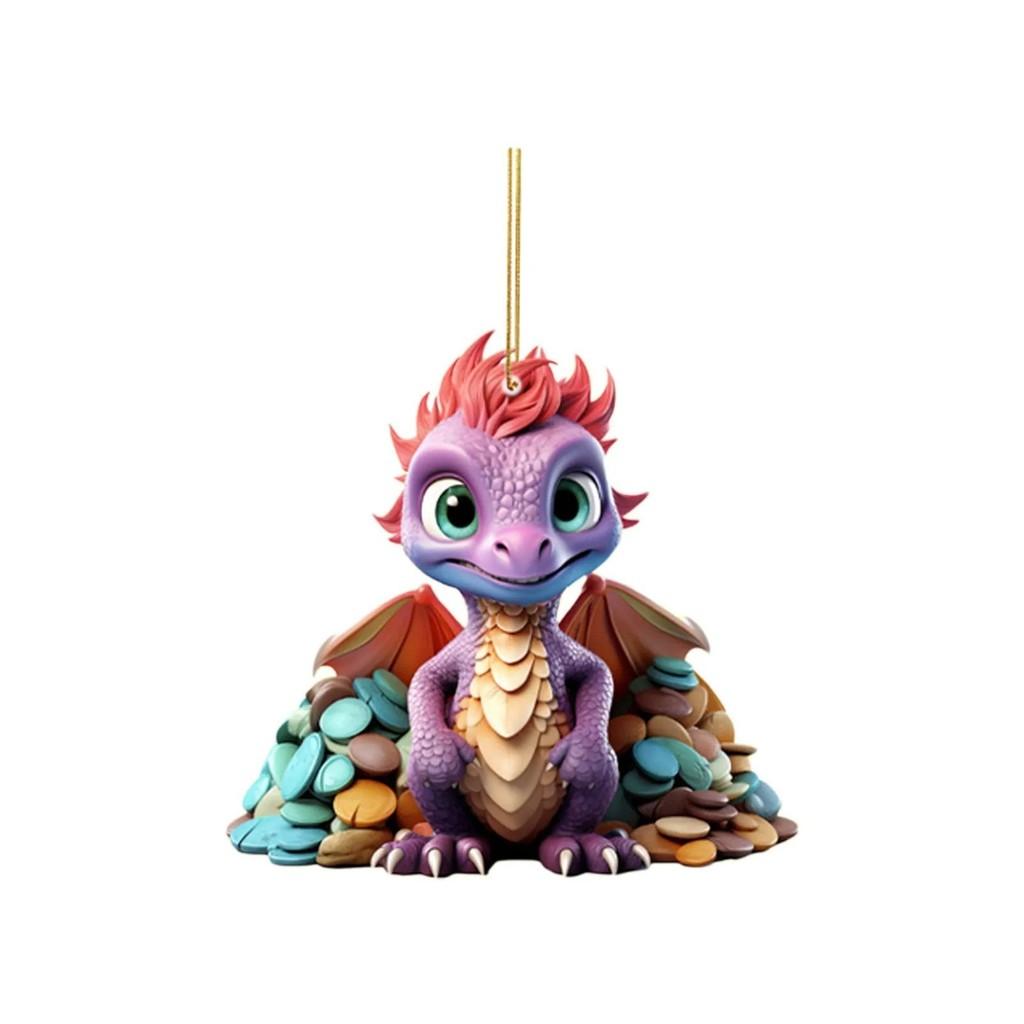 Adorable Cartoon Christmas Dragon Car Pendant Decorative Ornament For Festive Charm