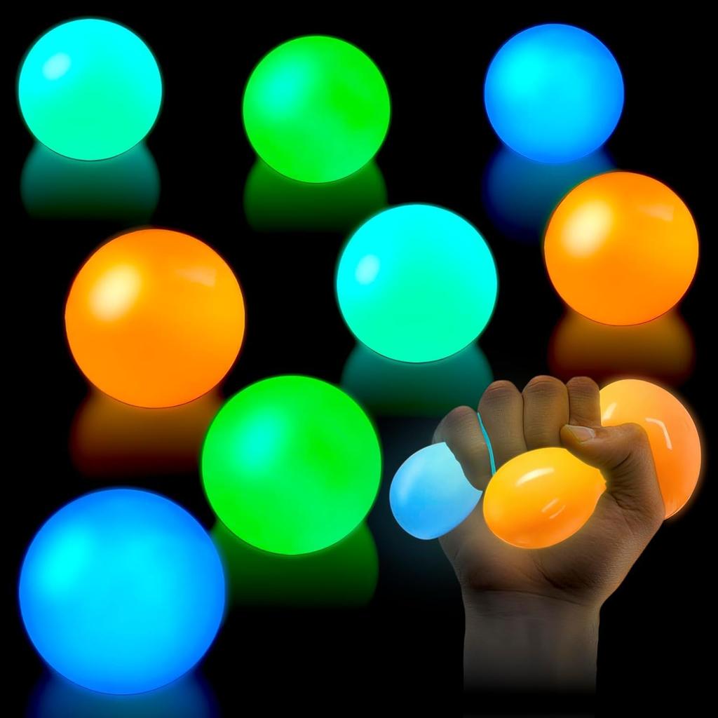 1/5/6 Bucăți Bile Lipicioase Strălucitoare în Întuneric Jucării Squishy pentru Ameliorarea Stresului Jucării Distractive Fidget Jucării Senzoriale pentru Decompresie pentru Copii și Adulți