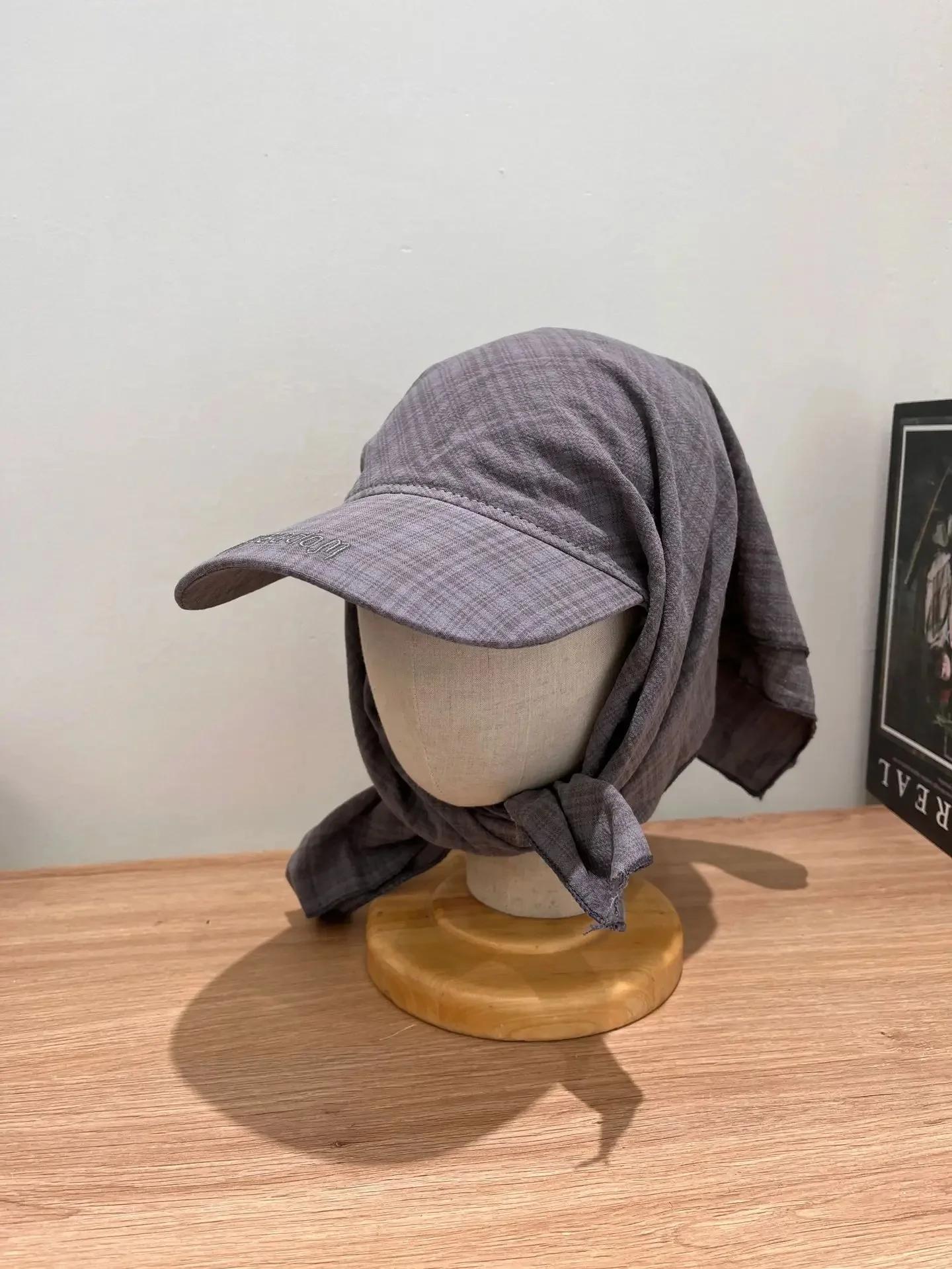 

Outdoor Camping Style Sun Protection Hat Jennie Scarf Hat Small Sweet Sunscreen Tie Hat Wide Brim Hat Mesh Cap Lace Cap серый