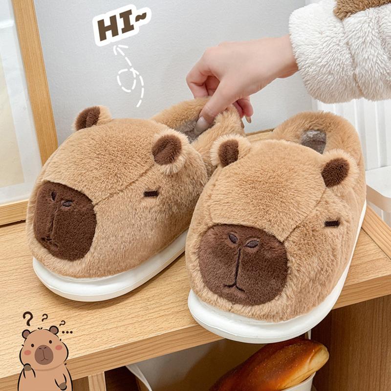Fashion Winter Warm Cotton Slippers Women Men Platform Shoes Soft Fluffy Plush Thick Sole Slippers Couples Indoor Home Non-slip Slippers