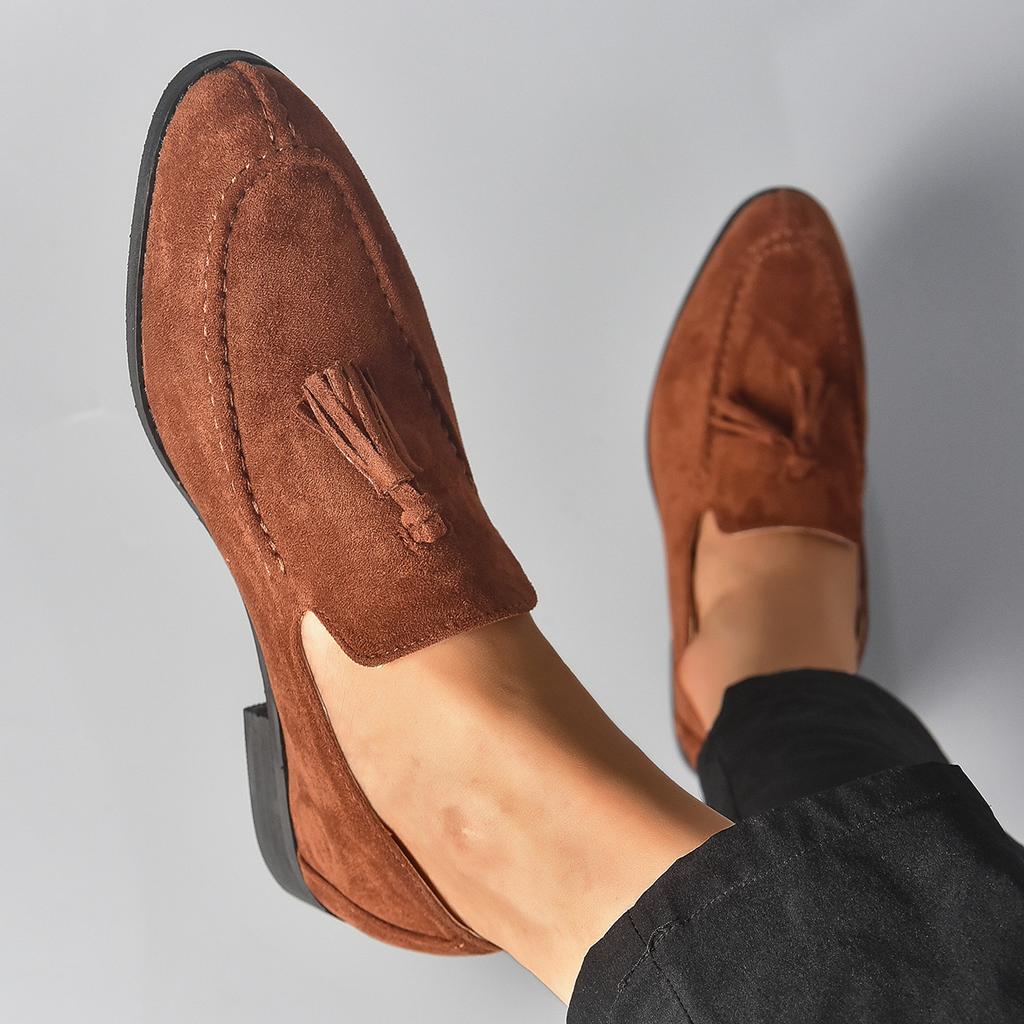 Fang Hee Autumn Casual Shoes  Business Formal Shoes One Step Stepping Tassel Lefu Shoes Large Men's Shoes
