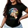 Gesture Print Womens TShirt Cotton Funny Graphic Short Sleeve Tee Novelty Shirt Casual Crew Neck Top SXl