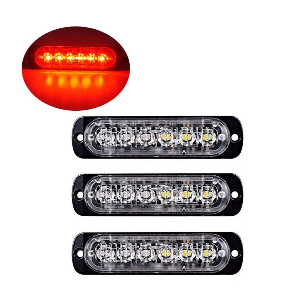 VORCOOL Stroboskopické světlo Červené LED světlo Nouzové stroboskopické světlo 18W 12-24V 6LED Stroboskopická světelná lišta na střechu nákladního auta (Červené)