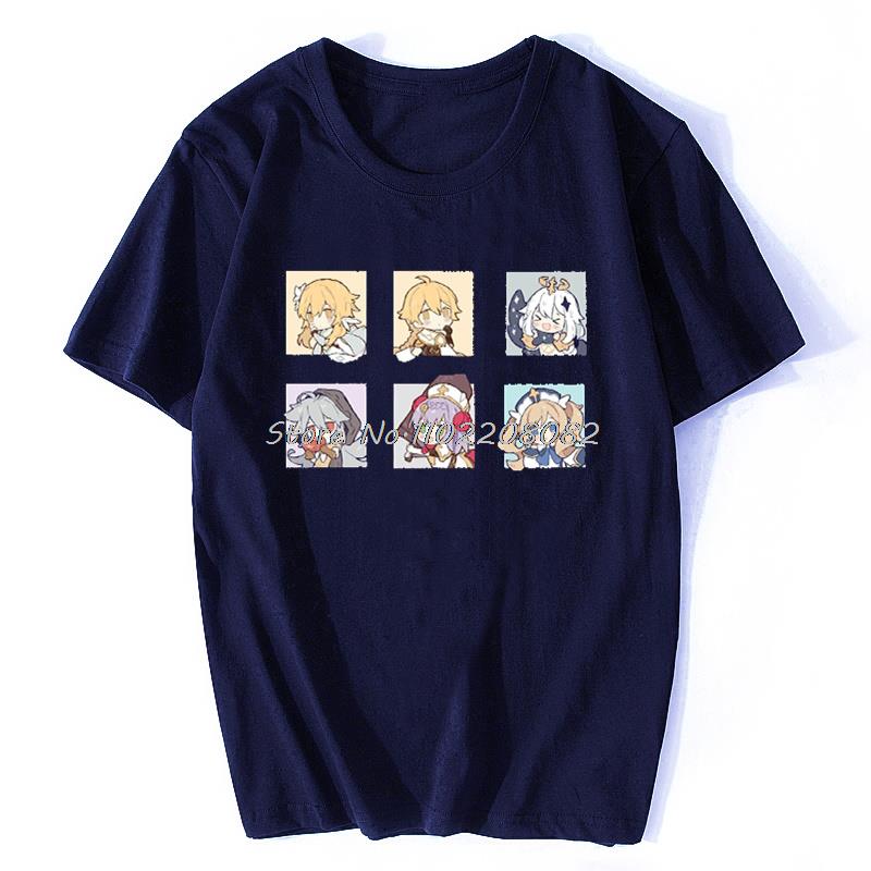 

New Genshin Impact T Shirt Kawaii Novelty Creative Tshirt Women Mne Casual Cartoon Tshirt Cotton Tees Streetwear Oversize S